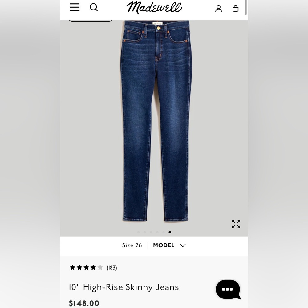 Madewell Women's 35/20 10in high rise Skinny Jeans - Indigo